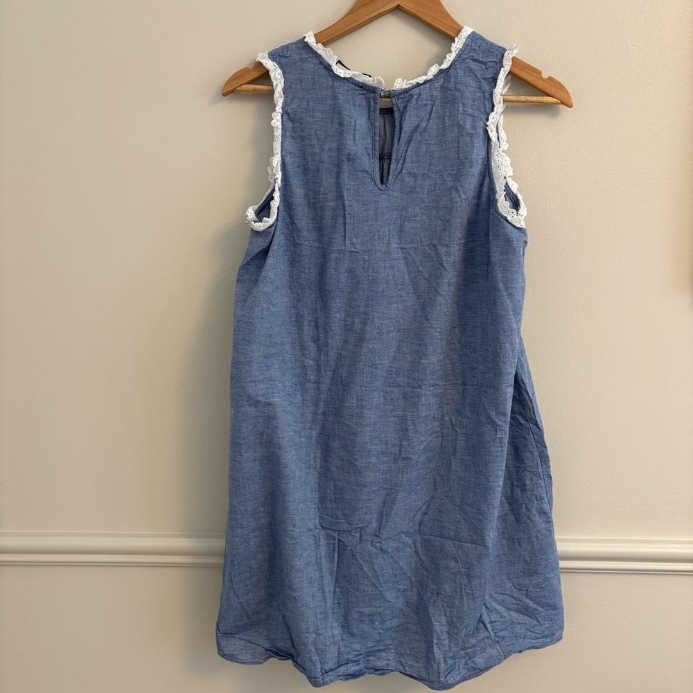 Tuckernuck chambray Lotte Dress with White Lace Trim - Picture 6 of 8